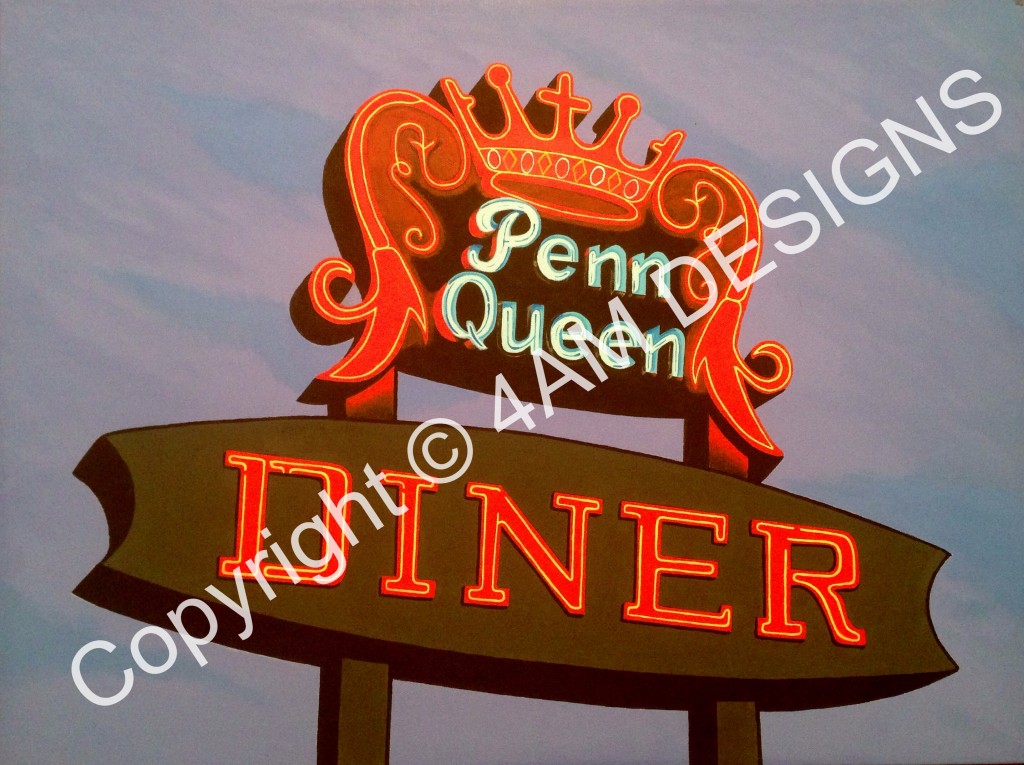 Commissioned Painting of the Penn Queen Diner Sign